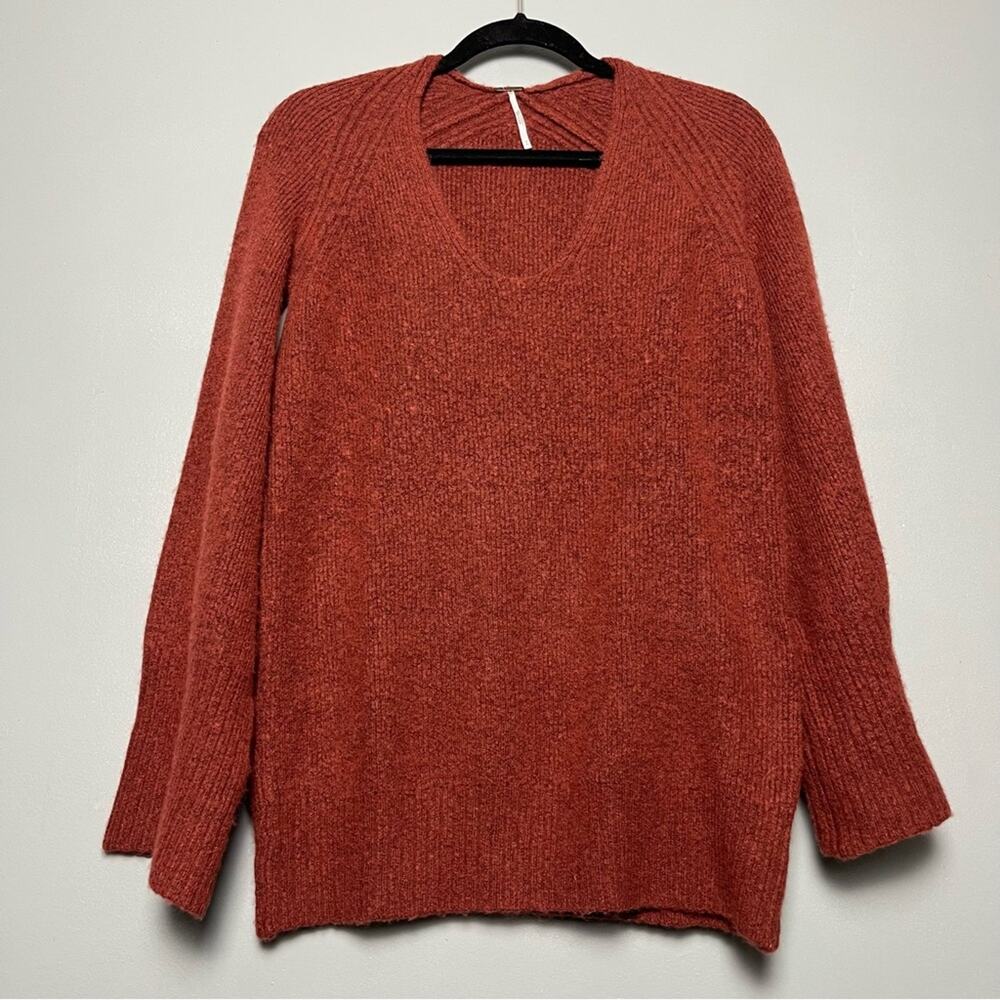 Free People Flare Sleeve Fisherman Sweater Cedar Red Women’s Size S Boho Chic